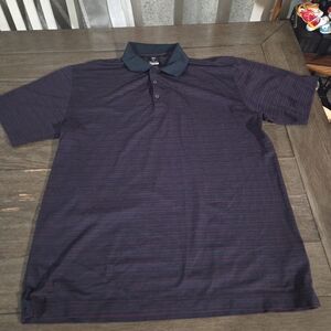 Nike Men's Polo Shirt - Black and Purple Stripes